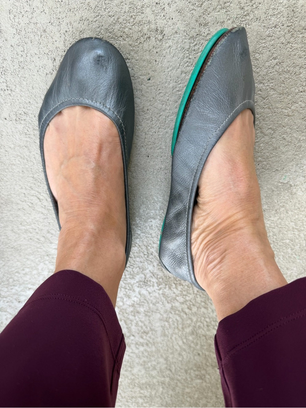 Tieks Gunmetal Silver Leather Ballet Flats Foldable Travel Shoes Women’s 7 - Picture 12 of 17